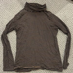 J. Crew Navy and Tan Striped Top